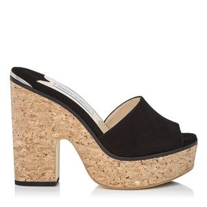 OWO Jimmy Choo DEEDEE125 Black Suede Wedges size 6